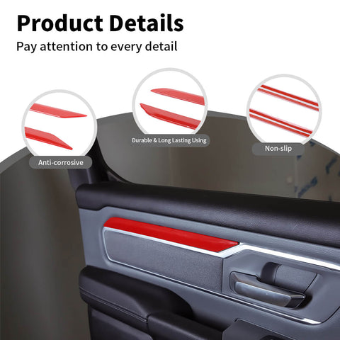 For 2018+ Dodge RAM Interior Car Door Decoration Strips Trim Cover