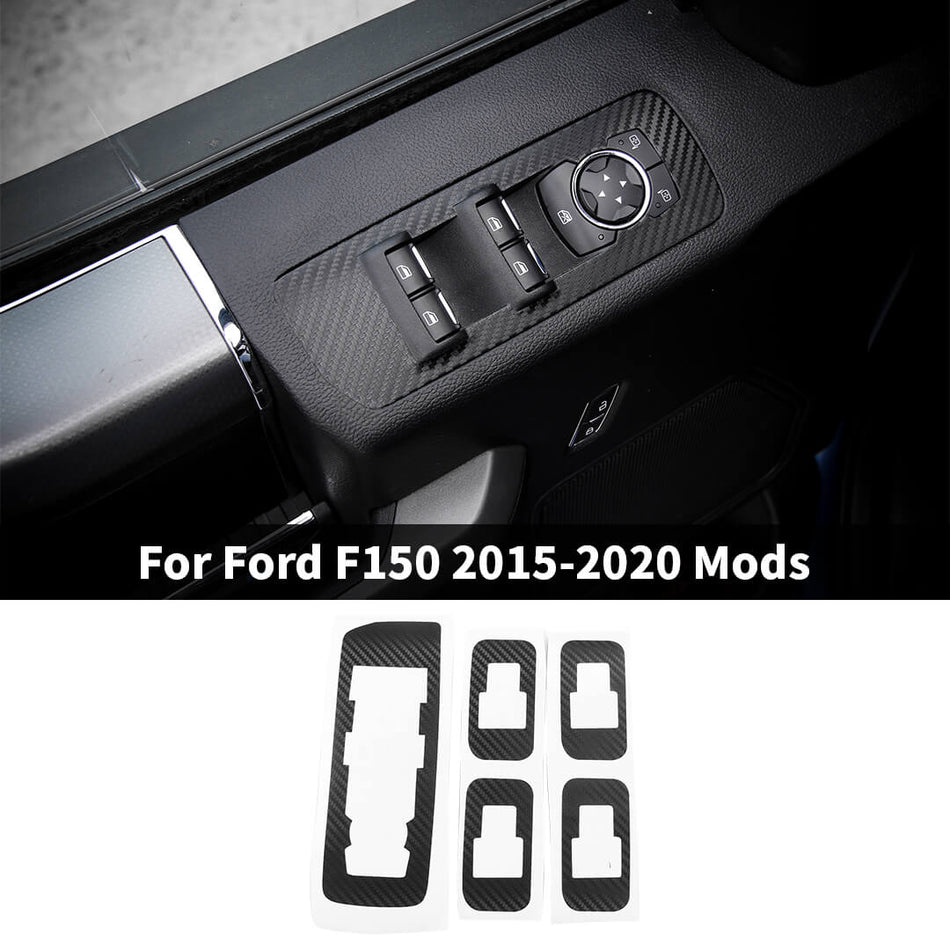 For 2015-2020 Ford F150 Interior Car Door Window Lift Button Switch Sticker Cover Trim (3 pcs)
