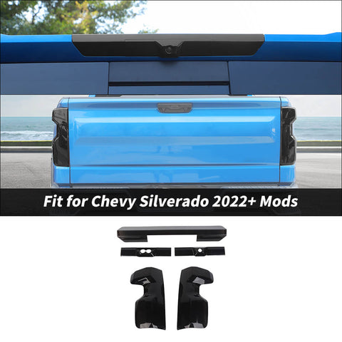 For 2022+ Chevy Silverado Third Brake Light & Taillight Lamp Cover Trim kit Smoked Black