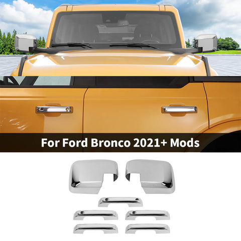 For 2021+ Ford Bronco Exterior Side RearView Mirror Shell Door Handle Trim Cover Kit