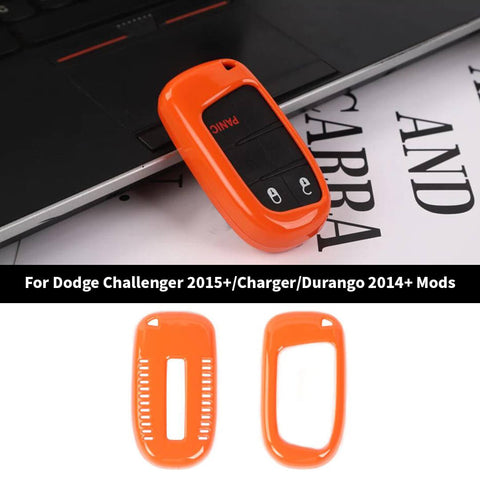 For 2015+ Dodge Challenger/2014+ Charger/Durango Car Key Fob Protect Decor Cover Case Trim (2 pcs)