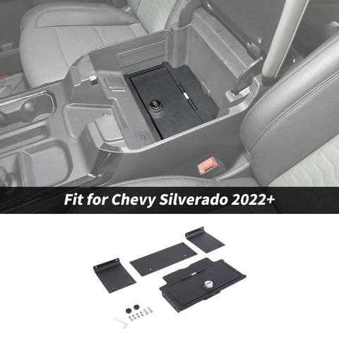 For 2022+ Chevy Silverado/GMC Sierra Center Console Armrest Interior Safe Box