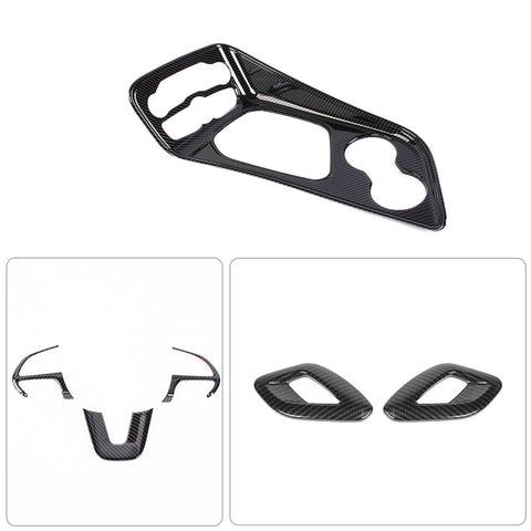 For 2015+ Dodge Challenger 13x Interior Center Console Trim Cover Kit Carbon Fiber