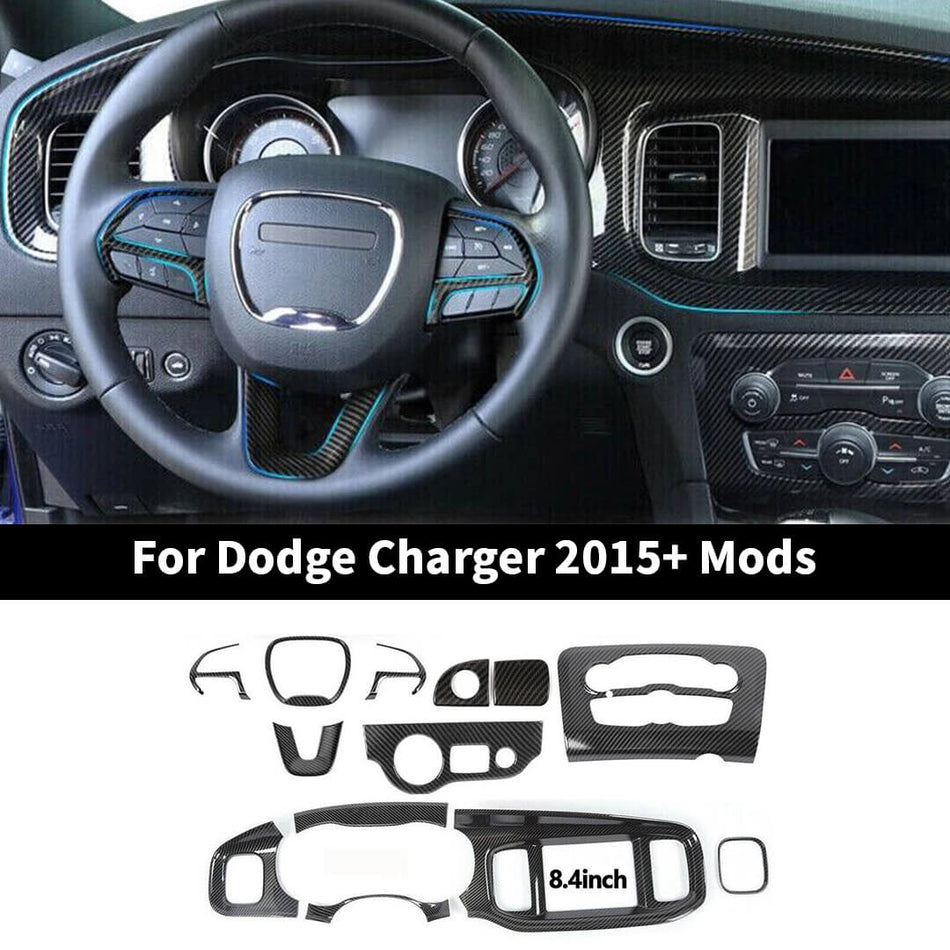For 2015+ Dodge Charger Interior Center Console Dash Panel Cover Trim Kit (13 pcs)