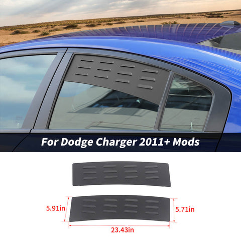 For 2011+ Dodge Charger Front Rear Door Window Glass Louvers Vent Cover