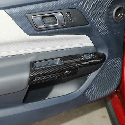 For 2015+ Ford Mustang Carbon Fiber Door And Window Lift Handle Trim Cover Suitable