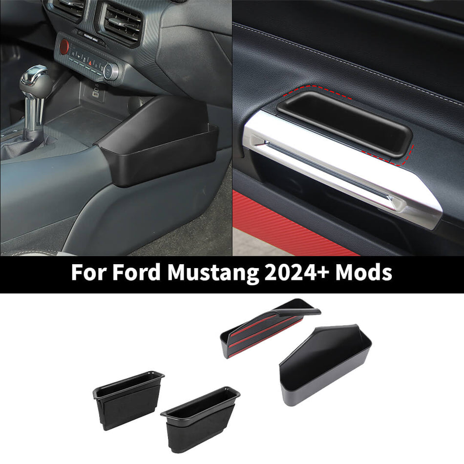 For 2024+ Ford Mustang Car Door Inner Armrest Gear Shift Storage Box (4 pcs)