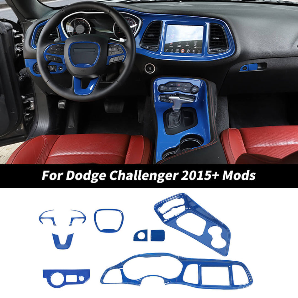 For 2015+ Dodge Challenger Interior Center Console Dash Decor Cover Trim Kit (12 pcs)