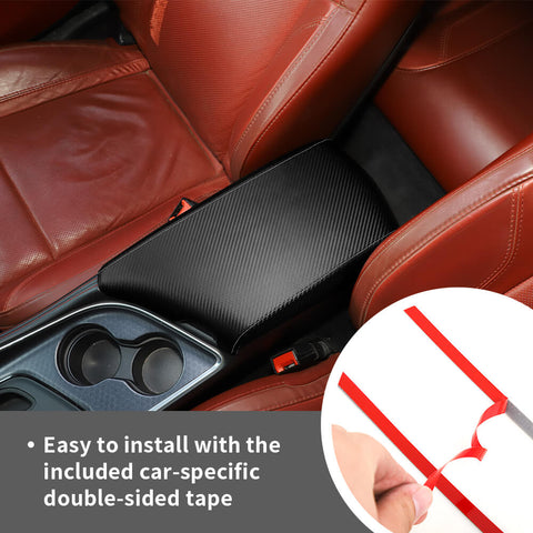 For 2015+ Dodge Challenger Leather Center Armrest Box Panel Cover Trim