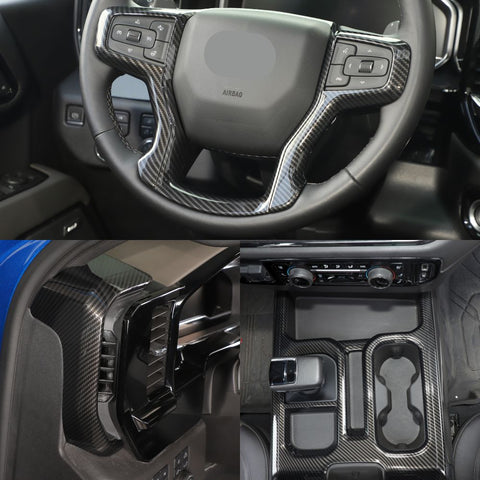 For 2022+ Chevy Silverado 18 x Inner Center Console Dash & Door Handle Trim Cover Kit