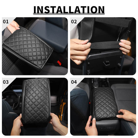 For 2021+ Ford Bronco Center Console Storage Box Armrest Leather Cover Pad