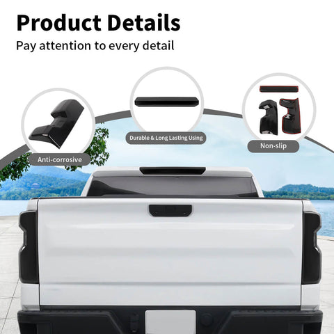 For 2022+ Chevy Silverado Smoked Black High Brake Light & Rear Taillight Lamp Trim Cover Kit