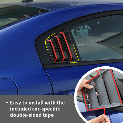 For 2011+ Dodge Charger Rear Side Window Louvers Air Vent Scoop Shades Cover Blinds