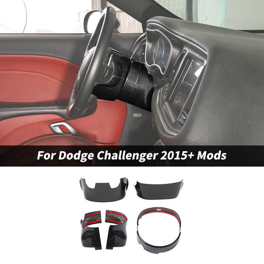 For 2015+ Dodge Challenger/Chrysle 300C/2011+ Charger/2014+ Durango Electric Adjust Steering Wheel Base Cover Trim