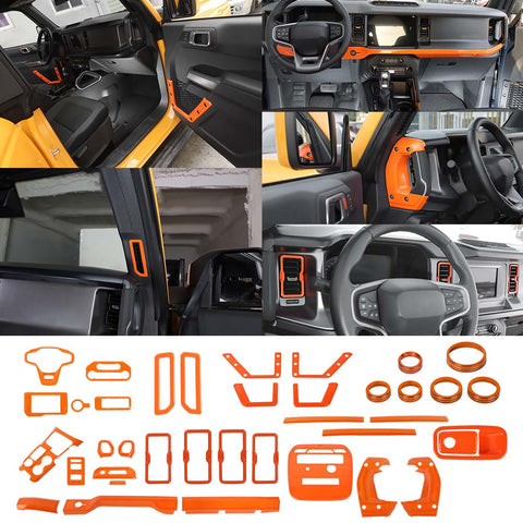 38 x Interior Full Set Decoration Cover Trim Kit & Grille trim For Ford Bronco 2021+ Orange Accessories | CheroCar