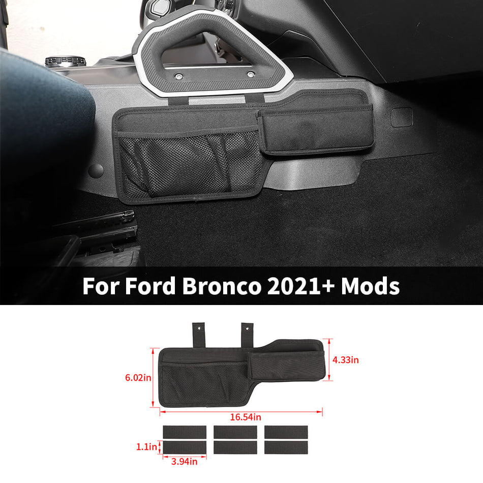 For 2021+ Ford Bronco Center Gear Shift Side Mesh Pocket Storage Bag