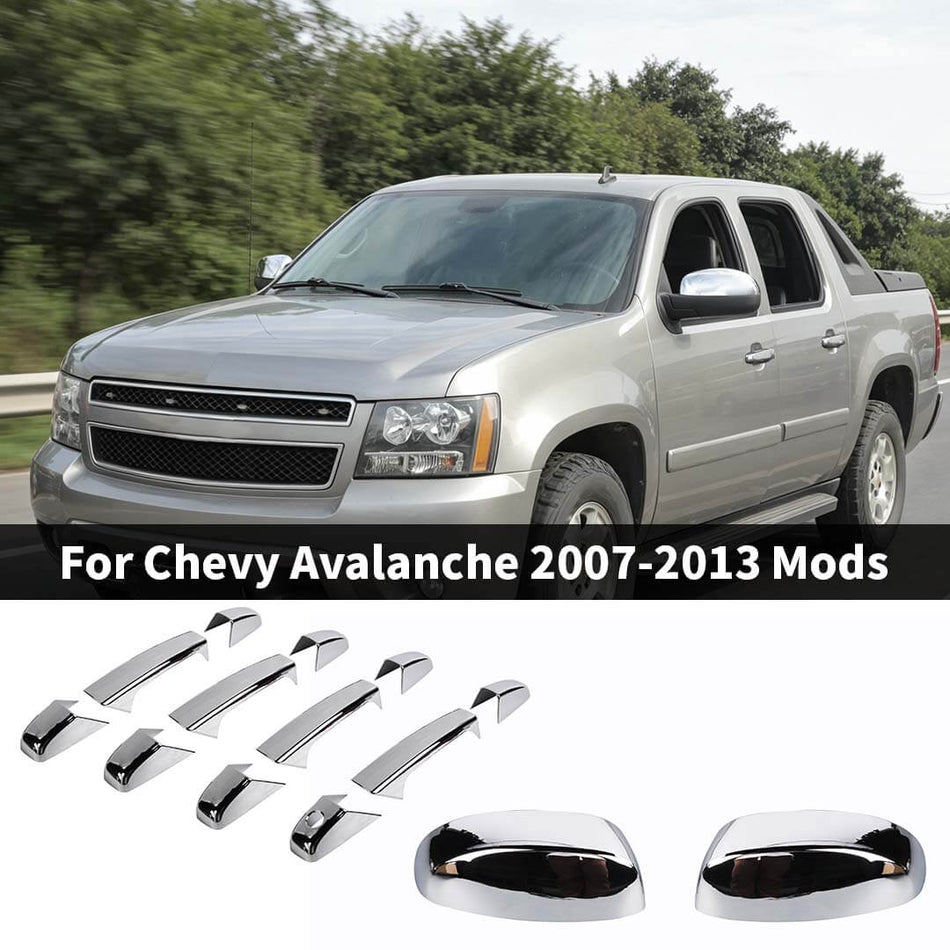 For 2007-2013 Chevy Avalanche/Tahoe/Suburban/GMC-YUKON/GMC-SIERRA Door Handle & Side Rearview Mirror Shell Trim Cover Kit (6 pcs)