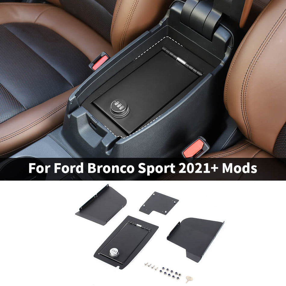 For 2021+ Ford Bronco Sport Interior Console Armrest Mount Safe Box Combination Lock