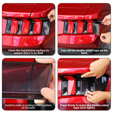 For 2024+ Ford Mustang Smoked Black Rear Taillamp Cover Taillight Backlights Cover Trim