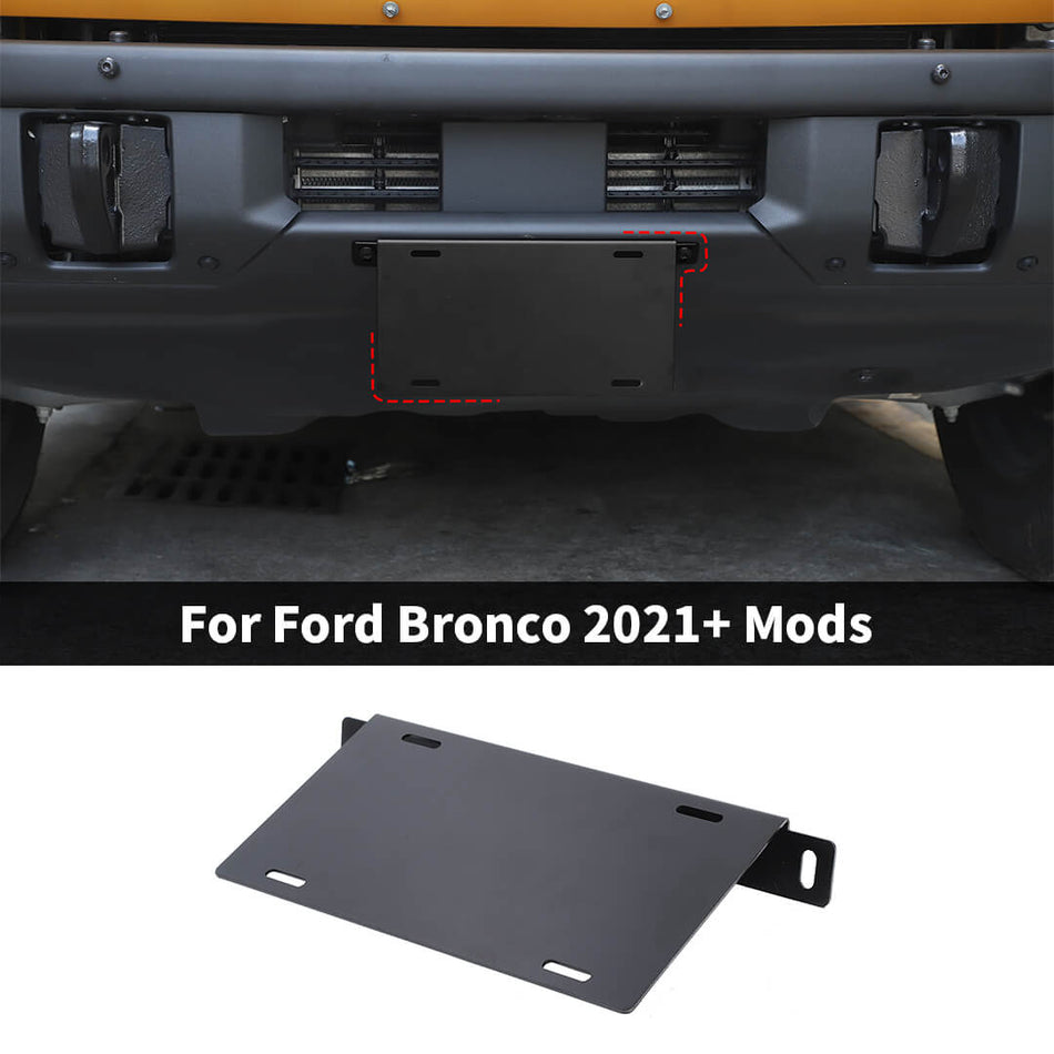 For 2021+ Ford Bronco Exterior Front License Plate Holder Bracket Accessories