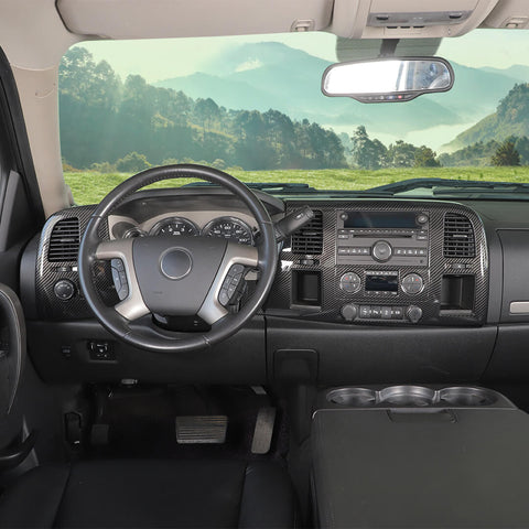 For 2007-2013 Chevy Silverado/GMC-SIERRA Interior Center Console Steering Wheel Cup Holder Trim Cover Kit