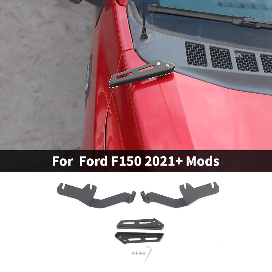 For 2021+ Ford F150 Front LED Light Pod Hood Ditch Mount Bracket Holder (2 pcs)