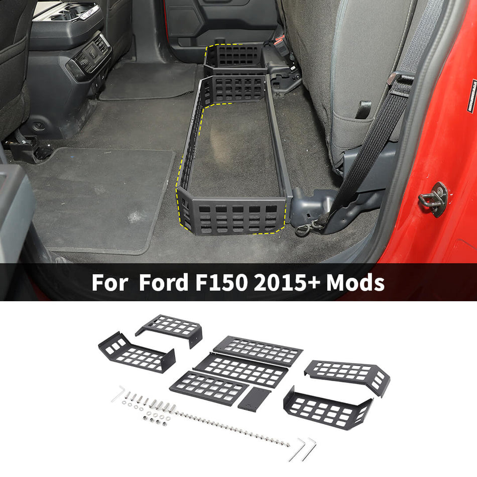 For 2015+ Ford F150 Rear Under Seat Storage Expansion Rack Bracket Shelf Organizer