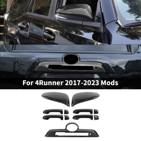For 2017-2023 4Runner Rearview Mirror Shell & Door Handle & Tailgate Guard Cover Kit