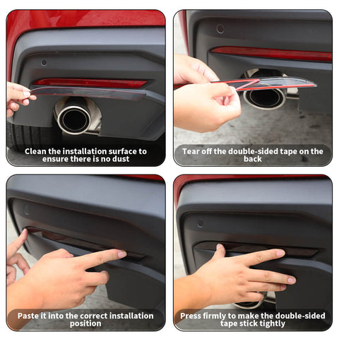 For 2024+ Ford Mustang Smoked Black Rear Fog Light Lamp Frame Cover Trim Bezels