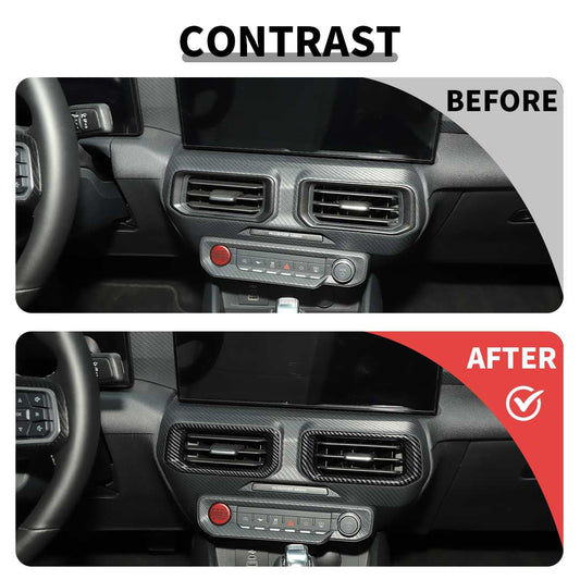 For Ford 2024+  Mustang Center Console Air Vent Trim Rings Carbon Fiber Pattern