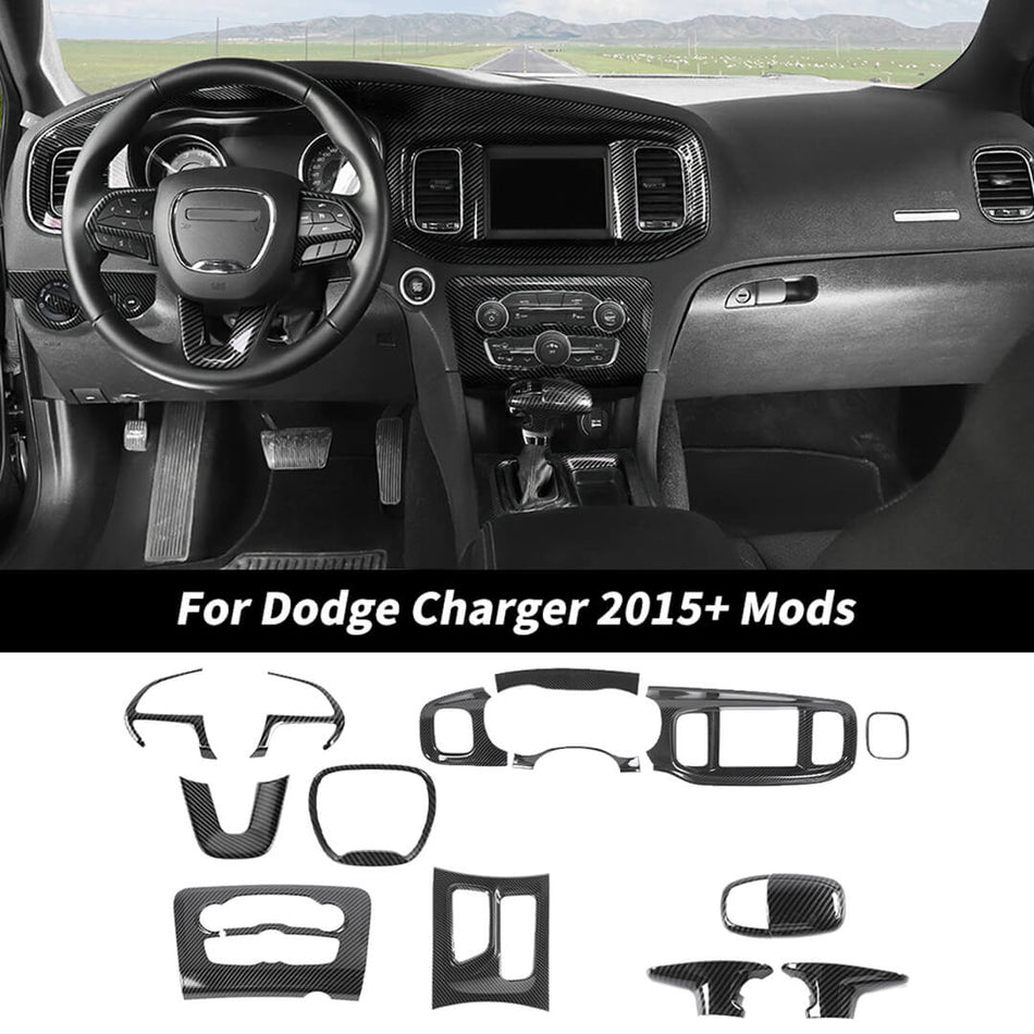 For 2015+ Dodge Charger Interior Center Console Cover Trim Kit
