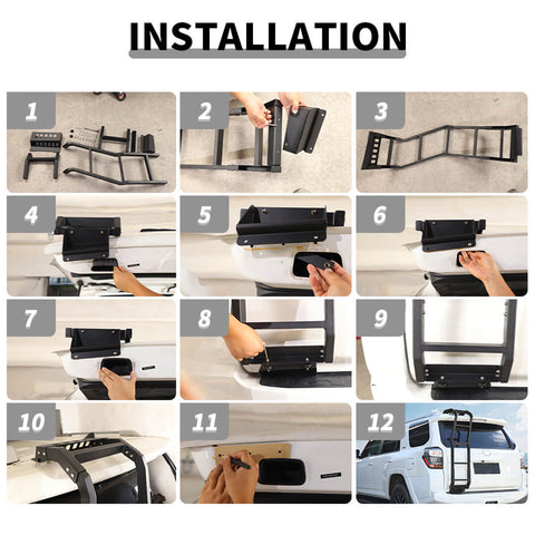 For 2010-2023 4Runner Rear Door Roof Ladder Tailgate Hatch Ladder Accessories
