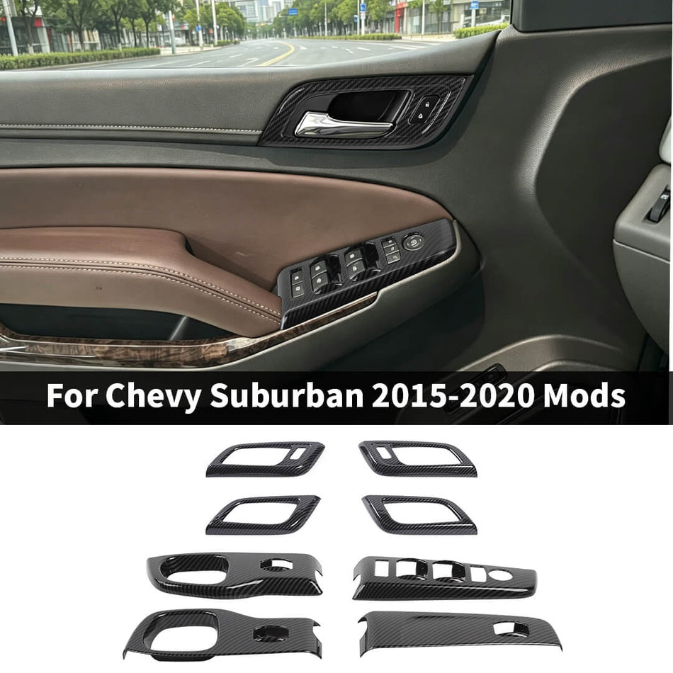 For 2015-2019 Chevy Suburban/Tahoe/GMC-YUKON Inner Car Door Bowl Window Lift Panel Trim Cover Kit (8 pcs)