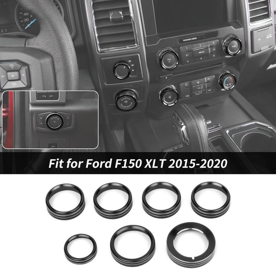 For 2015-2020 Ford F150 XLT Headlight/Volume/Air Conditioner Switch Knob Trim Ring