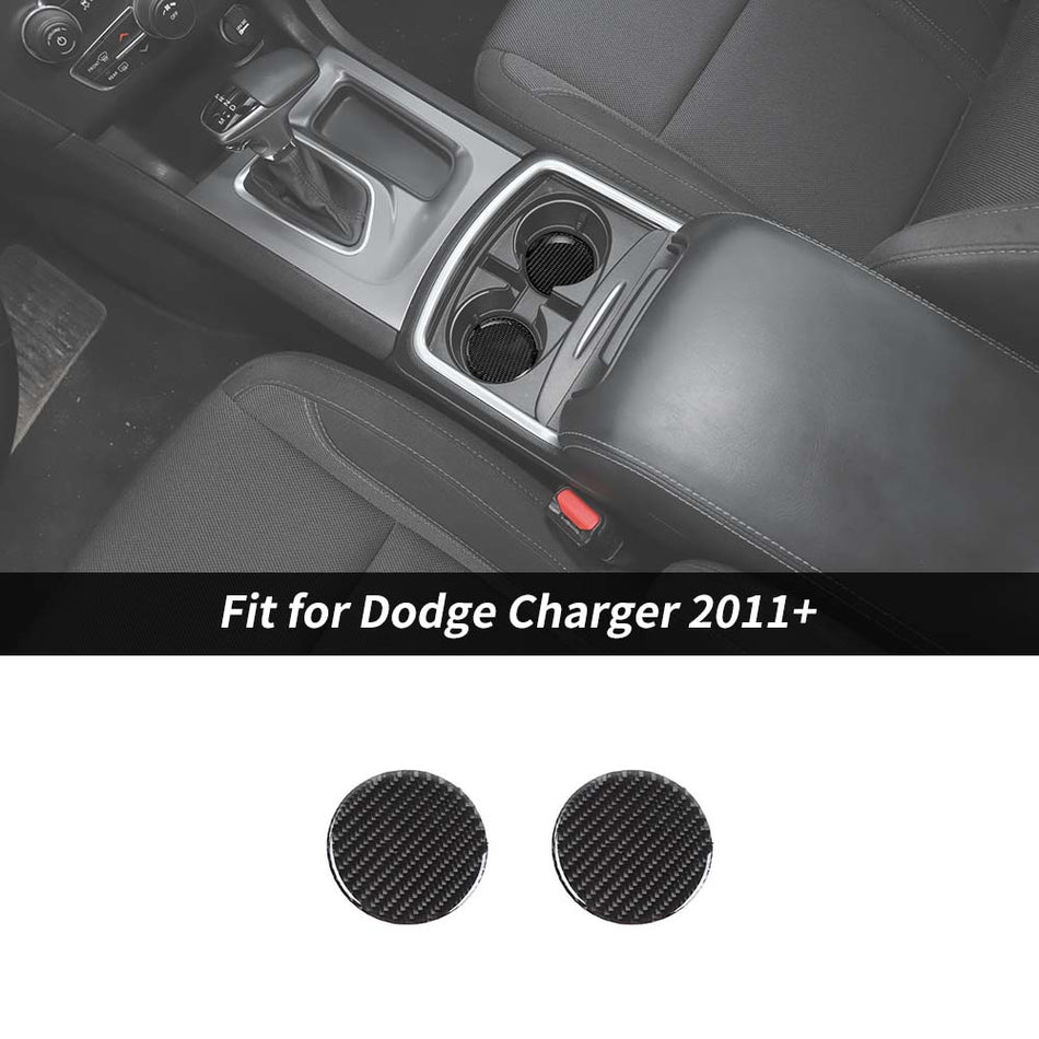 For 2011+ Dodge Charger Front & Rear Water Cup Holder Pad Decor Cover
