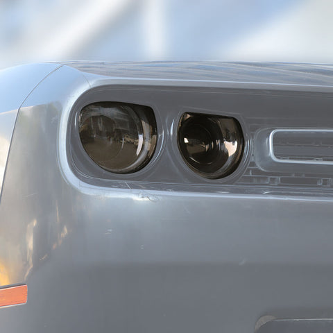 For 2015+ Dodge Challenger Smoked Black Headlight Lamp Cover Trim Decoration