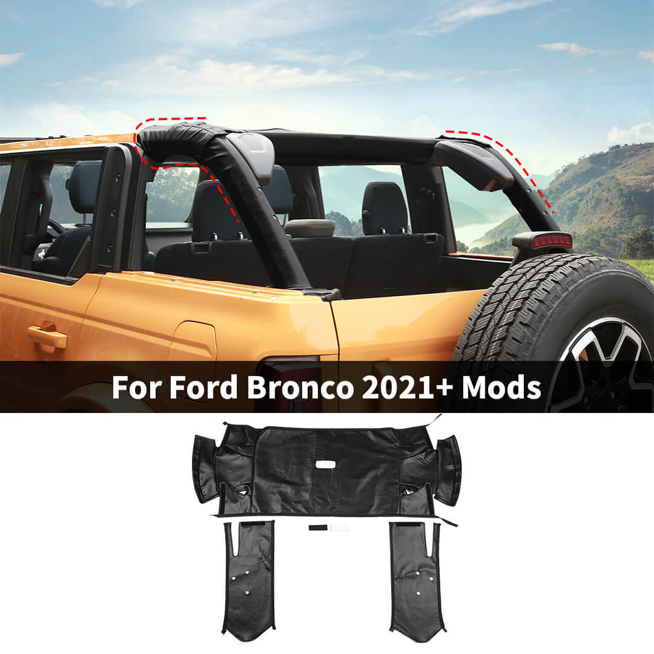 For 2021+ Ford Bronco 4-Door Roll Bar Protector Guards Covers Leather Accessories