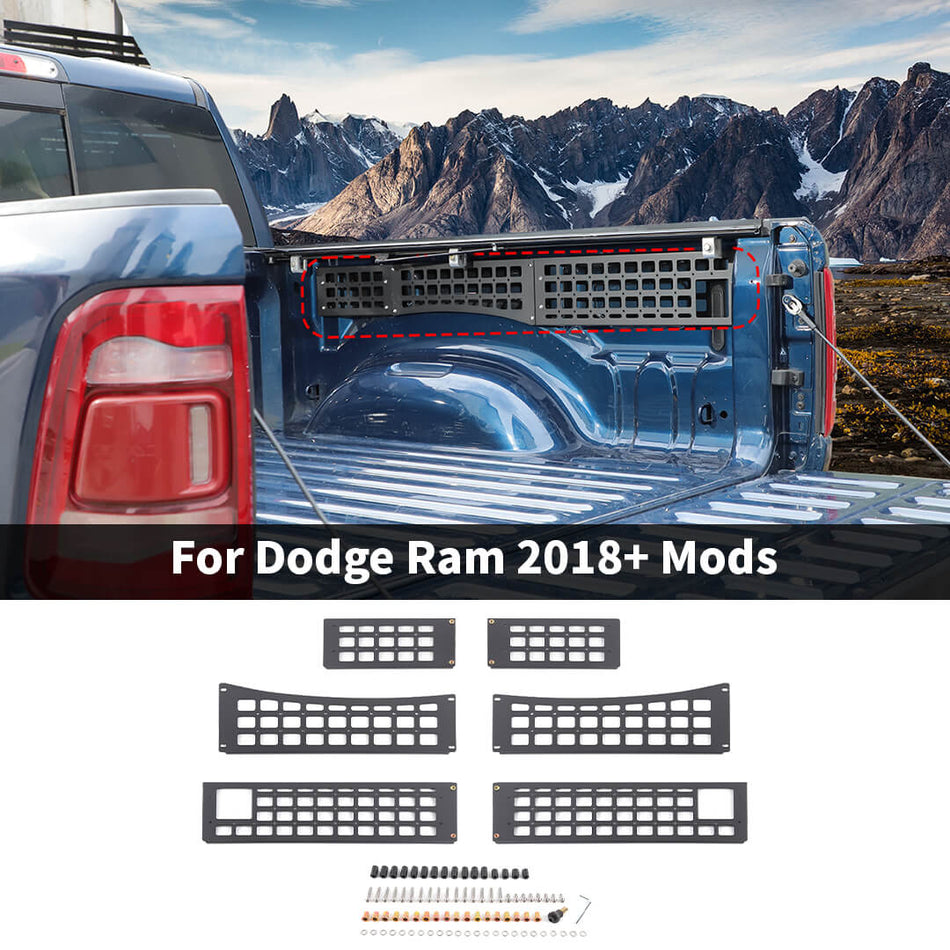For 2018+ Dodge RAM TRX Inteiror Rear Truck Bed Rail System Cargo Management Panel Accessories (6 pcs)