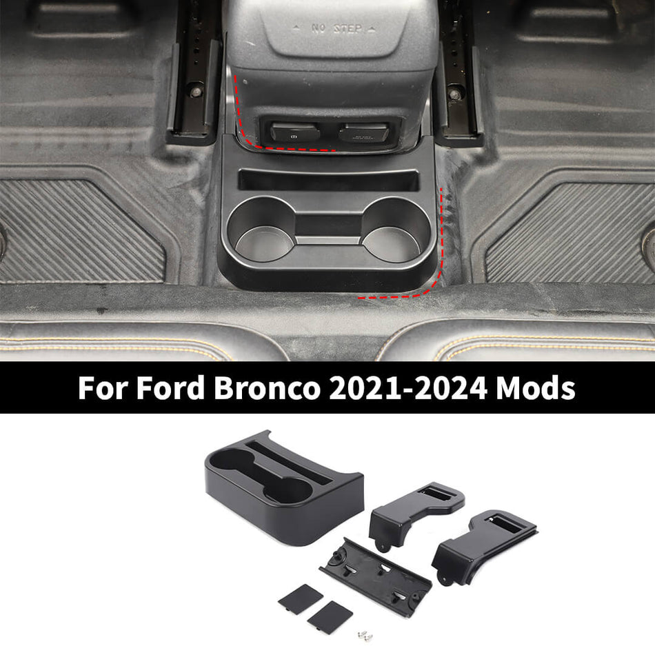 For 2021-2024 Ford Bronco Car Armrest Rear Seat Dual Cup Holder Storage Box 2-Door Version