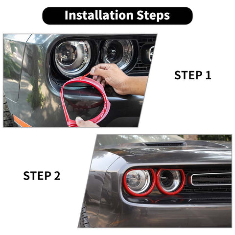 Front Headlight Lamp Cover Trim Bezels For Dodge Challenger 2015+ Accessories | CheroCar