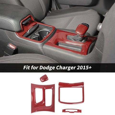 For 2015+ Dodge Charger 4 x Gear Shift Panel Shift Knob Cup Holder Panel Trim Decor
