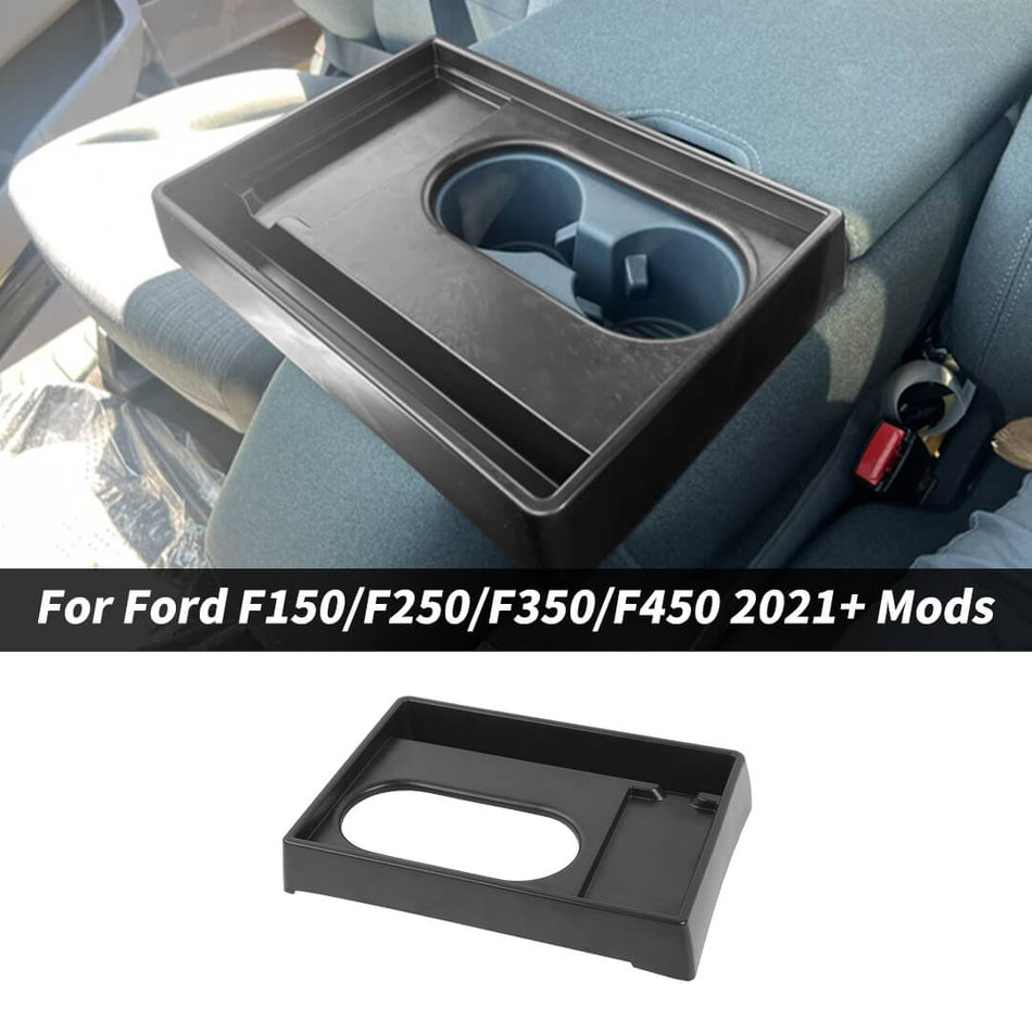 For Ford F150 (2021+) & F250/F350/F450 (2023+) Center Console Front Cup Holder Storage Box – Fits Front Bench Seat Models Only