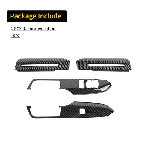 For 2015+ Ford Mustang Carbon Fiber Door And Window Lift Handle Trim Cover Suitable