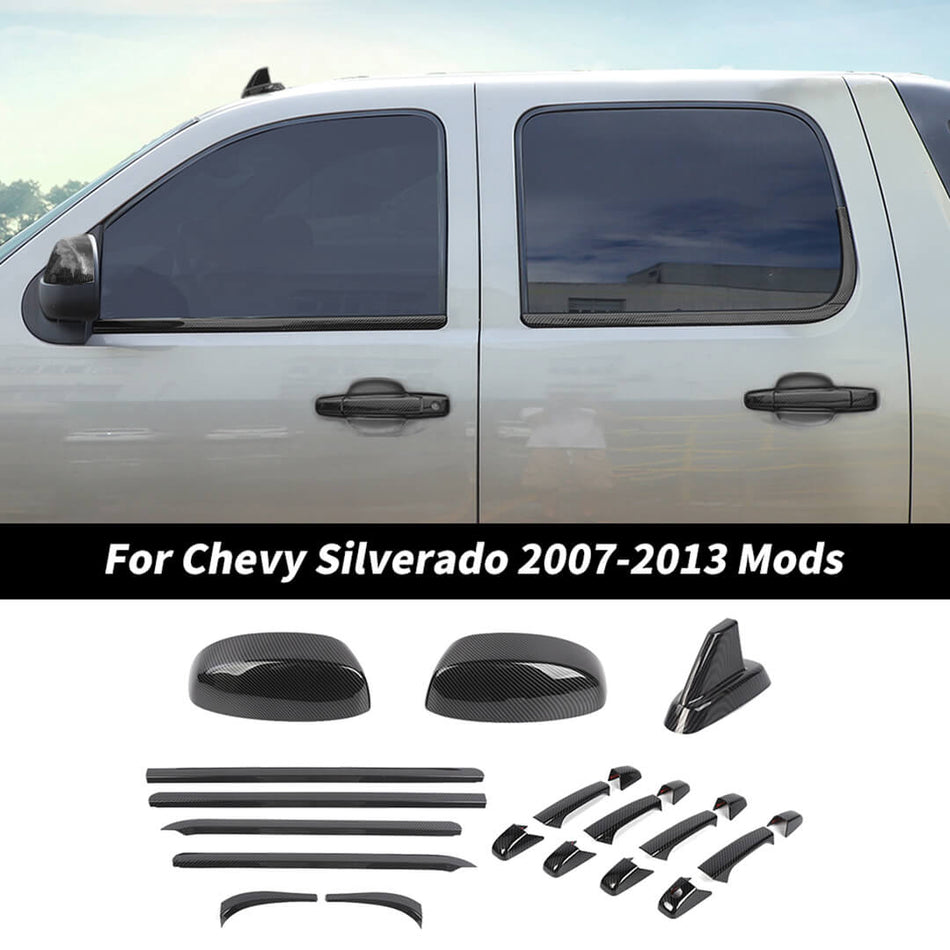 For 2007-2013 Chevy Suburban/Tahoe/Avalanche/Silverado & GMC-YUKON/SIERRA Window Strip Mirror Antenna Cover Handle Shell Trim Kit