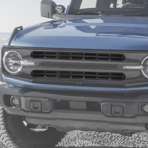 For 2021+ Ford Bronco Front Grille Grill Insert Net Trim Decor （Fits 7-slot Grille）