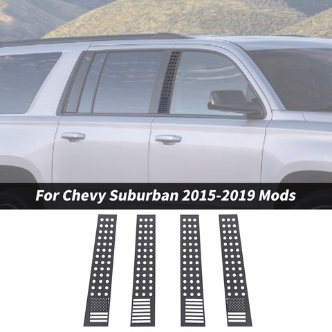 For 2015-2019 Chevy Suburban/Tahoe/GMC Yukon Window Pillar Posts Cover Trim US Flag