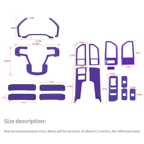 19 x Inner Door Handle & Center Console Kit Decoration For Ford F150 2015-2020 Purple Accessories | CheroCar