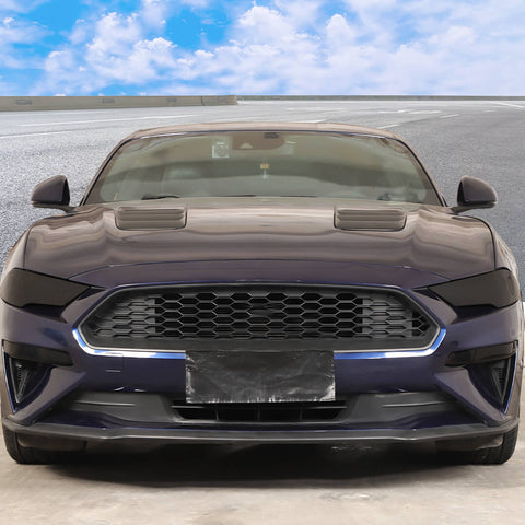 For 2018-2023 Ford Mustang Smoked Black Front Lamp Covers Fog & Head Light Trim Cover
