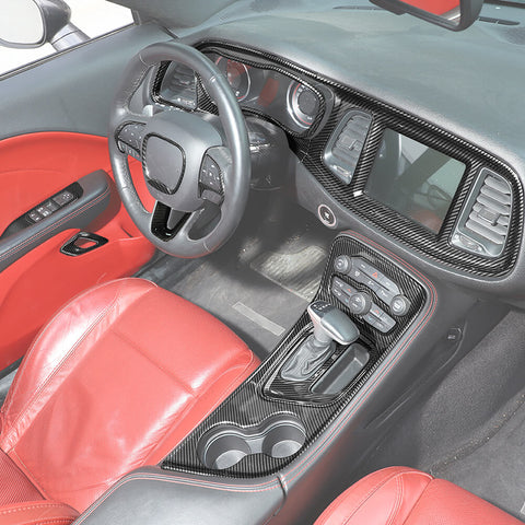 For 2015+ Dodge Challenger Steering Dash Central Console Trim Cover Kit