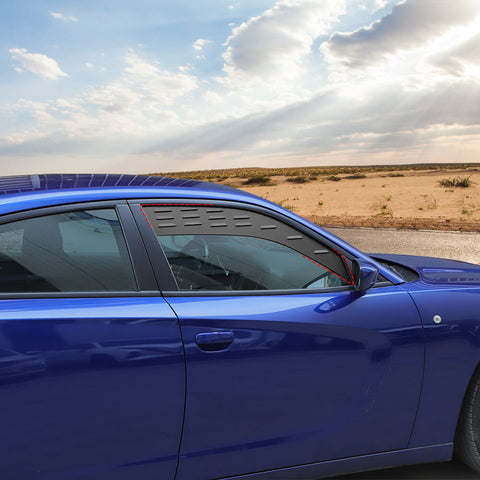 For 2011+ Dodge Charger Front Rear Door Window Glass Louvers Vent Cover